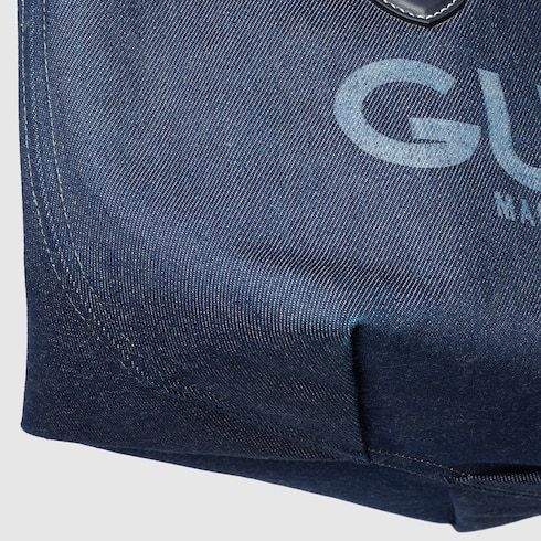Gucci Totissima Reversible Shopping Bag Small Size In Dark Blue