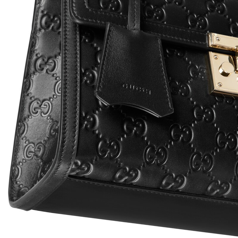 Gucci Padlock Medium Top Handle Bag In Black