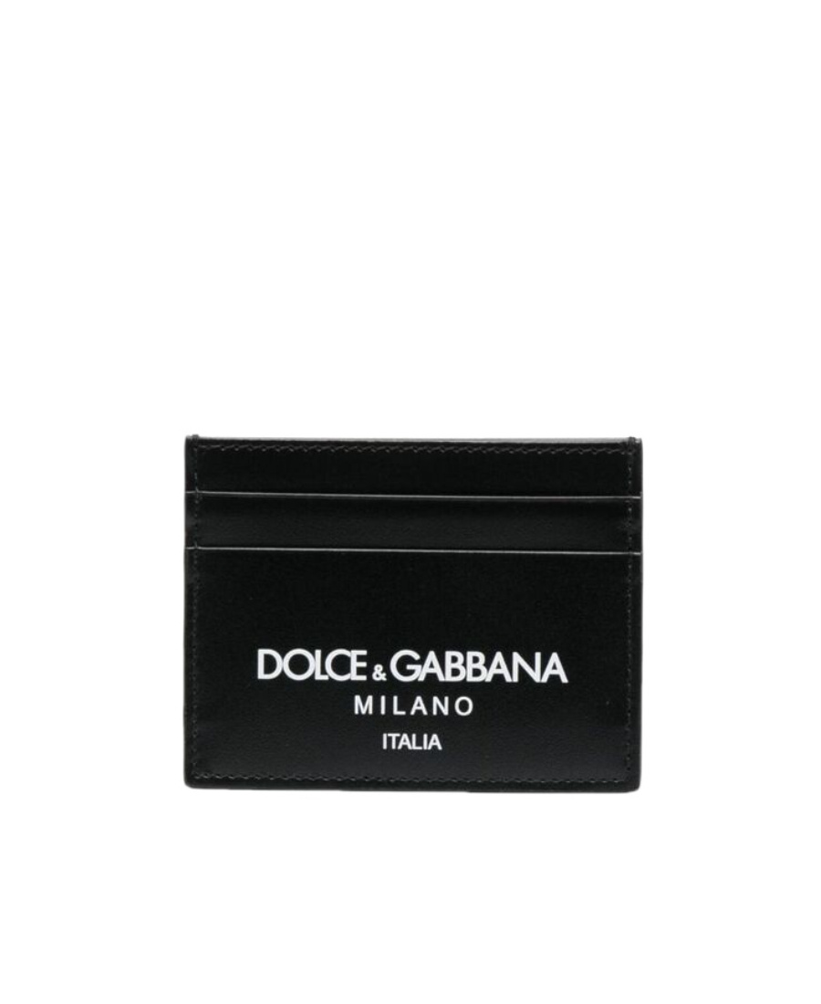 Dolce & Gabbana Logo-print Leather Card Holder In Black