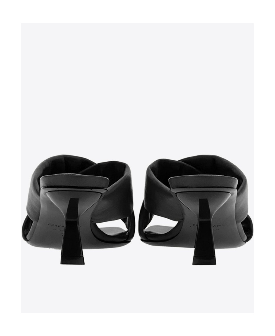 Ferragamo Women's Lambskin Crossover Slip-on Heels In Black