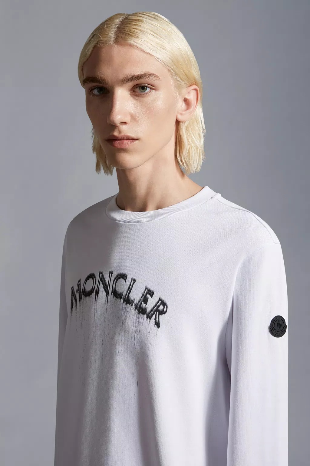 Moncler Logo-print Cotton Sweatshirt In White