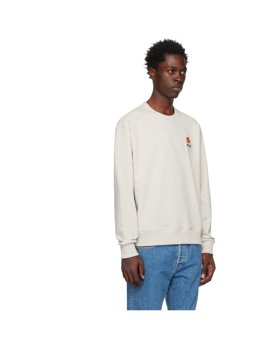 Kenzo Cotton Embroidered-logo Sweatshirt In White