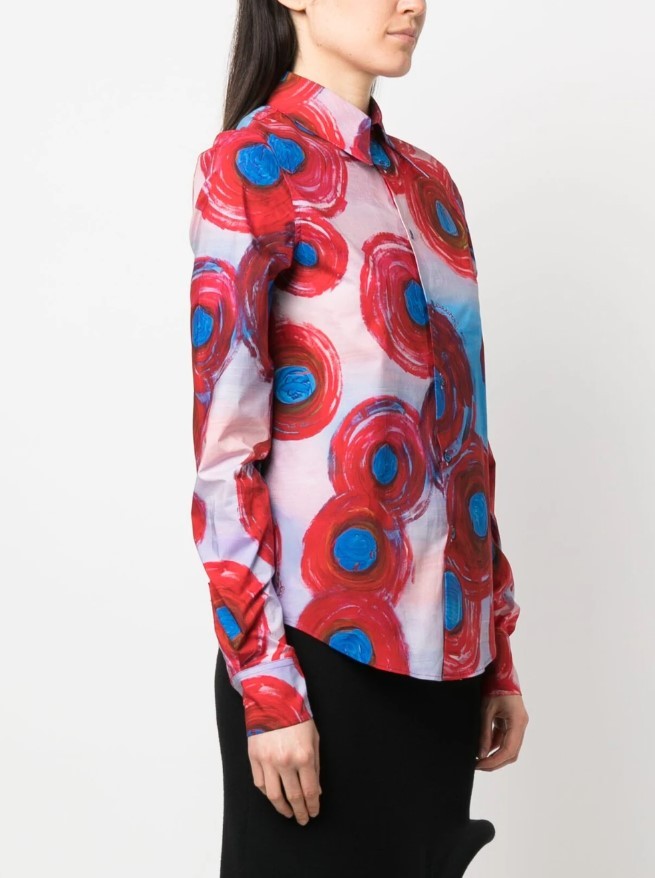 Marni Graphic-print Stretch-cotton Shirt In Red