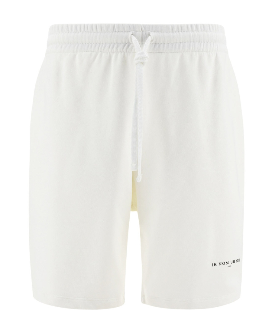 Ih Nom Uh Nit Elasticated-waist Cotton Bermuda In White