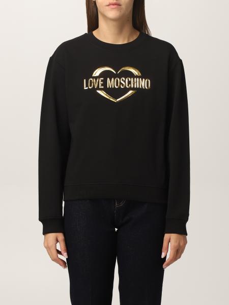 Moschino Metallic-logo Sweatshirt In Black