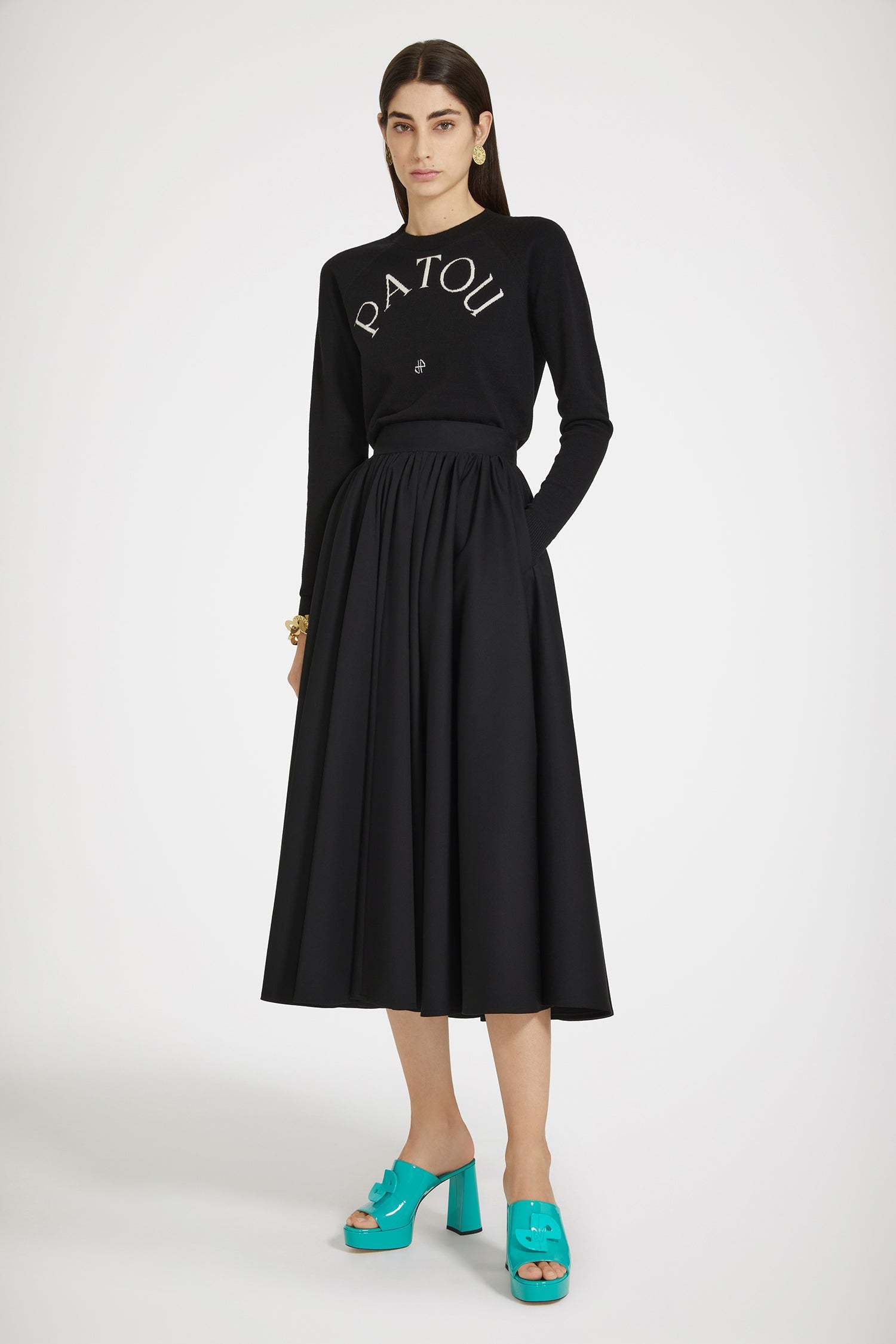 Shop Patou A-line Midi Skirt In Black