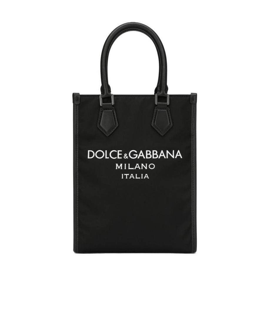 Dolce & Gabbana Mini Messenger Bag With Rubberized Logo In Black