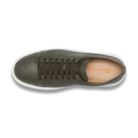 Santoni Leather Lace-up Sneakers In Green