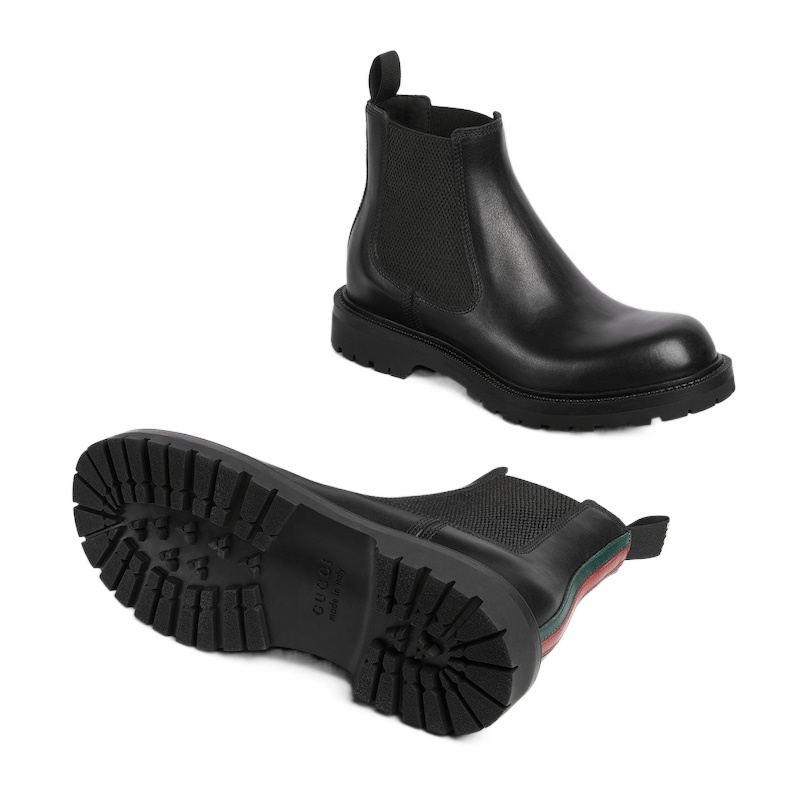 Gucci Chelsea Boots With Web In Gray