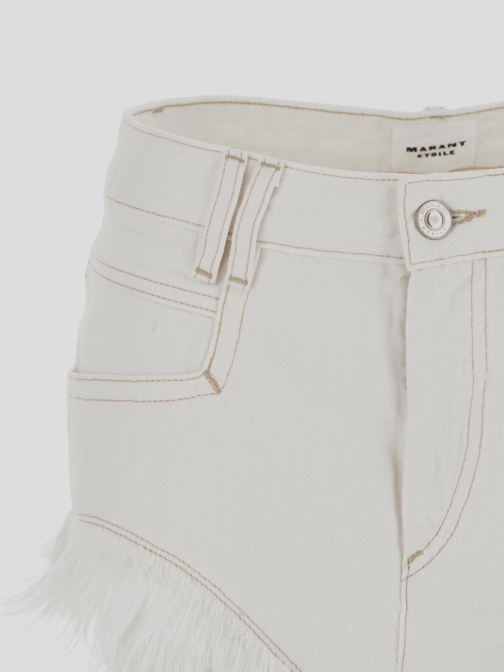 Isabel Marant Étoile Raw-edge Denim Shorts In White