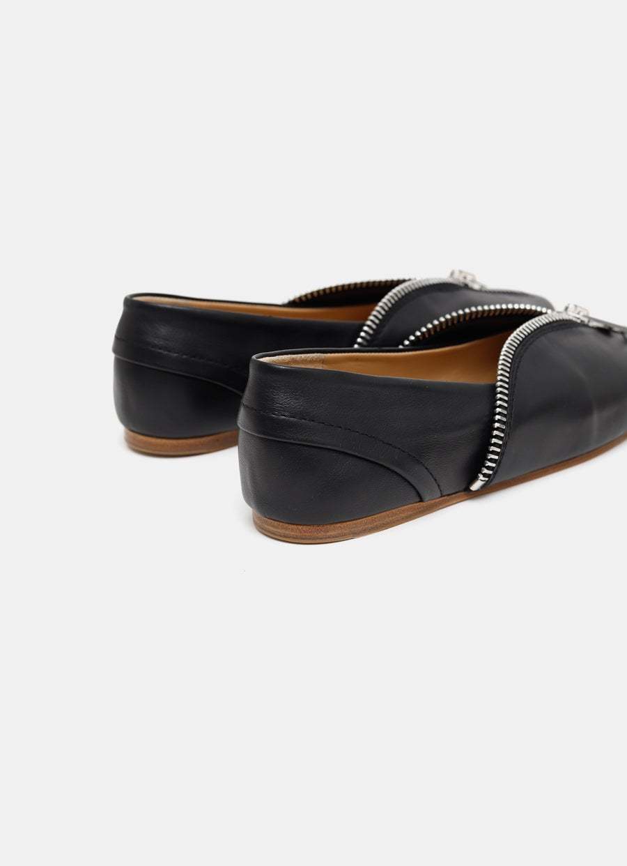 Jw Anderson Biker Ballerina Ballet Flats In Black Leather In Black