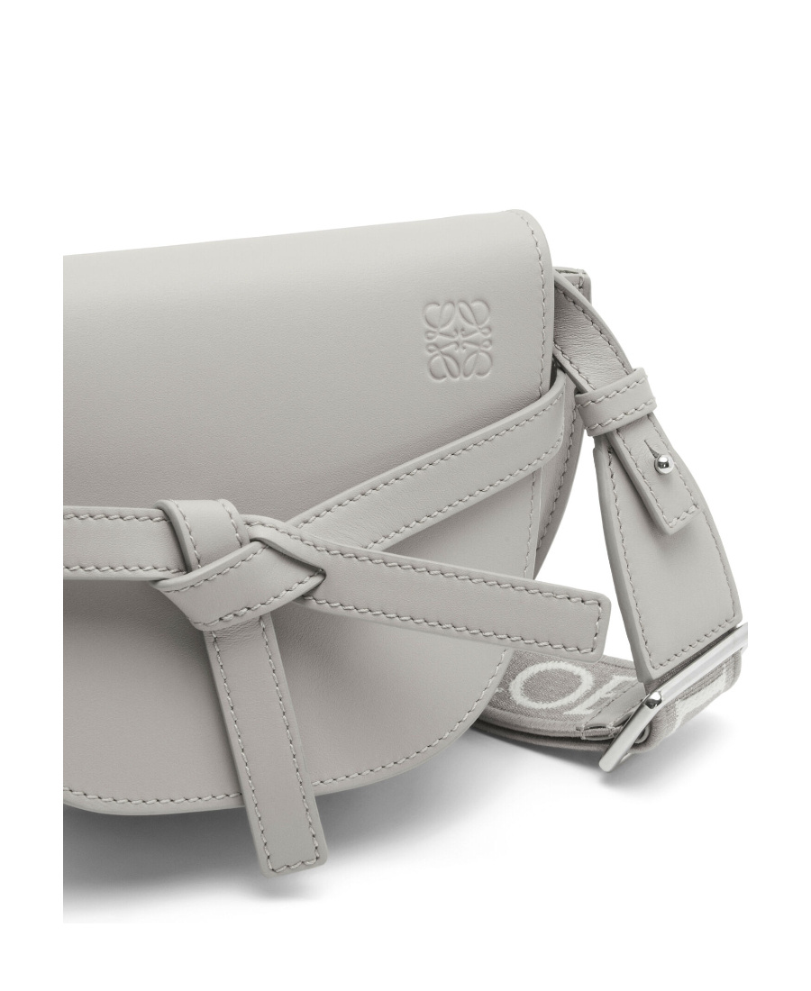 Loewe Gate Dual Mini Leather Shoulder Bag In Gray