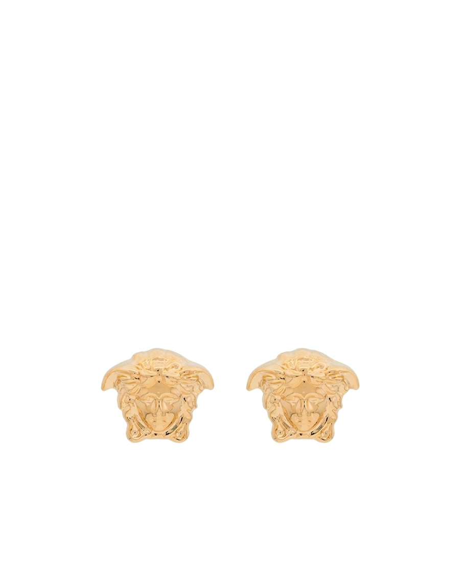 Shop Versace Medusa Head Stud Earrings In Yellow