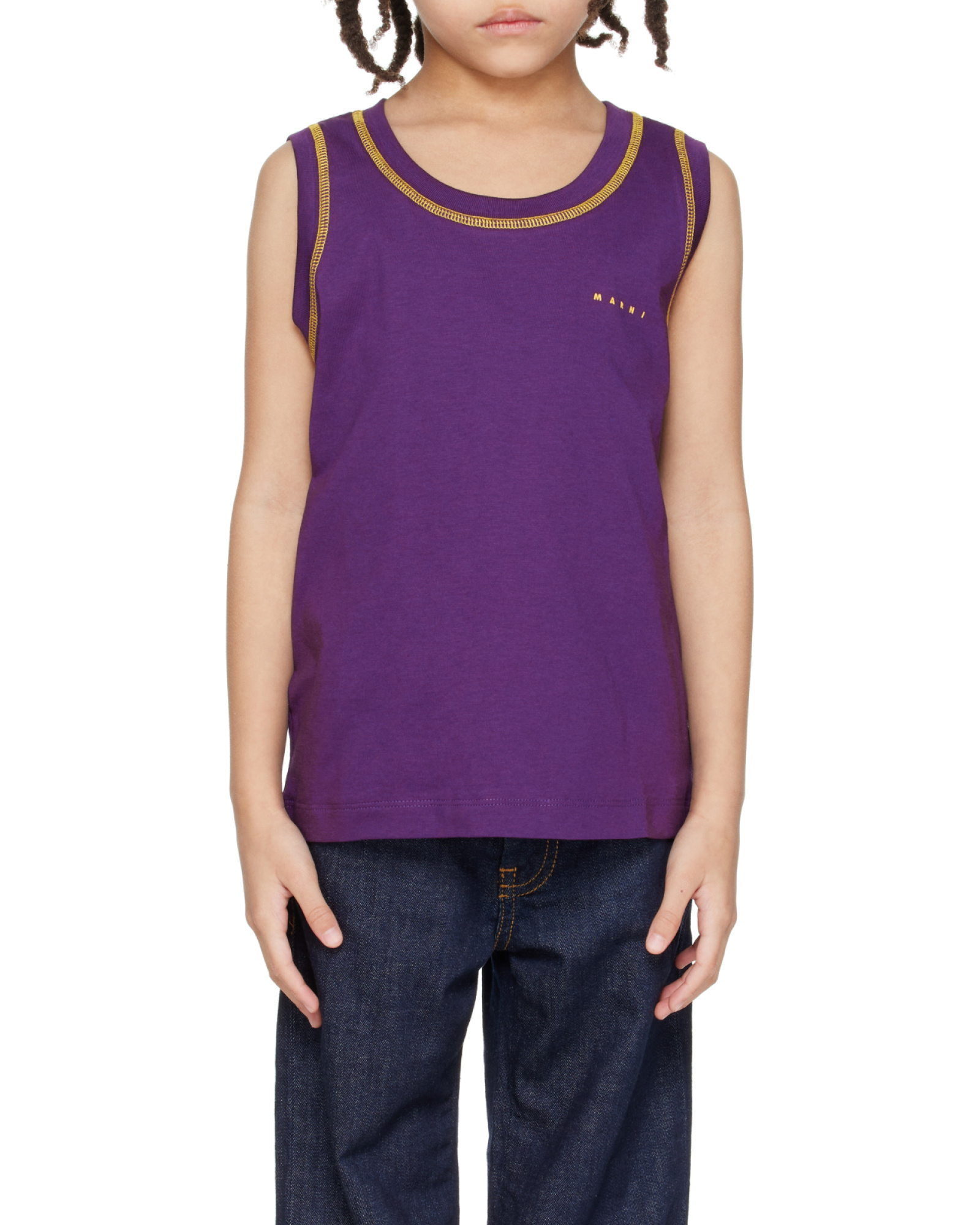Marni Kids Purple Printed-logo Tank Top In Purple