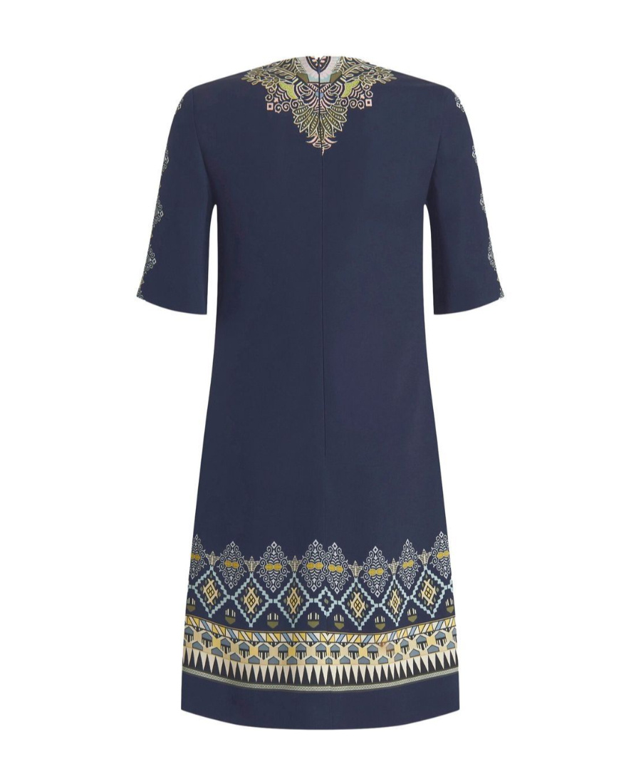 Etro Stretch Viscose Dress With Embroidered Geometric Pattern In Black