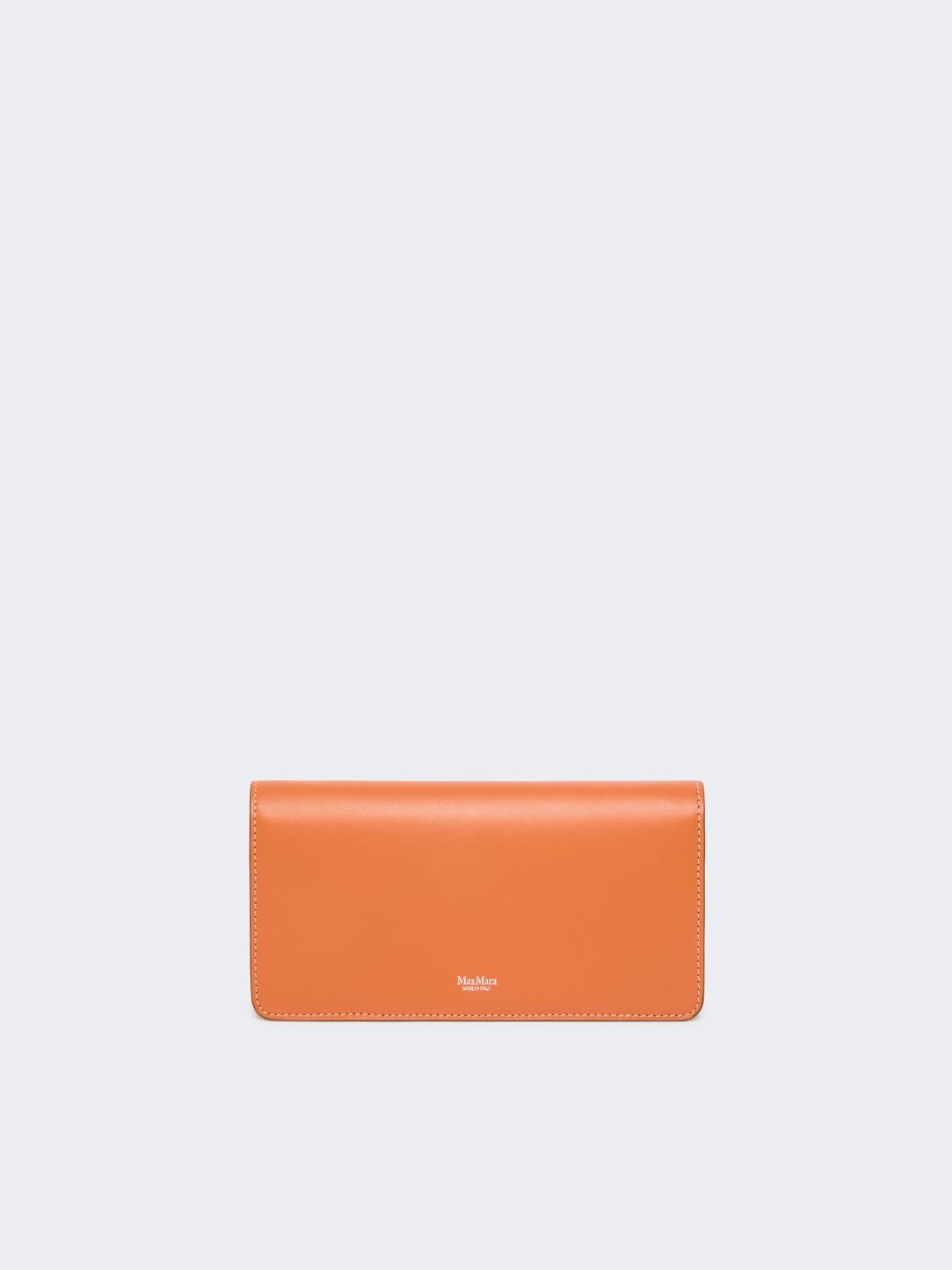 Max Mara Leather Phone Pouch In Orange