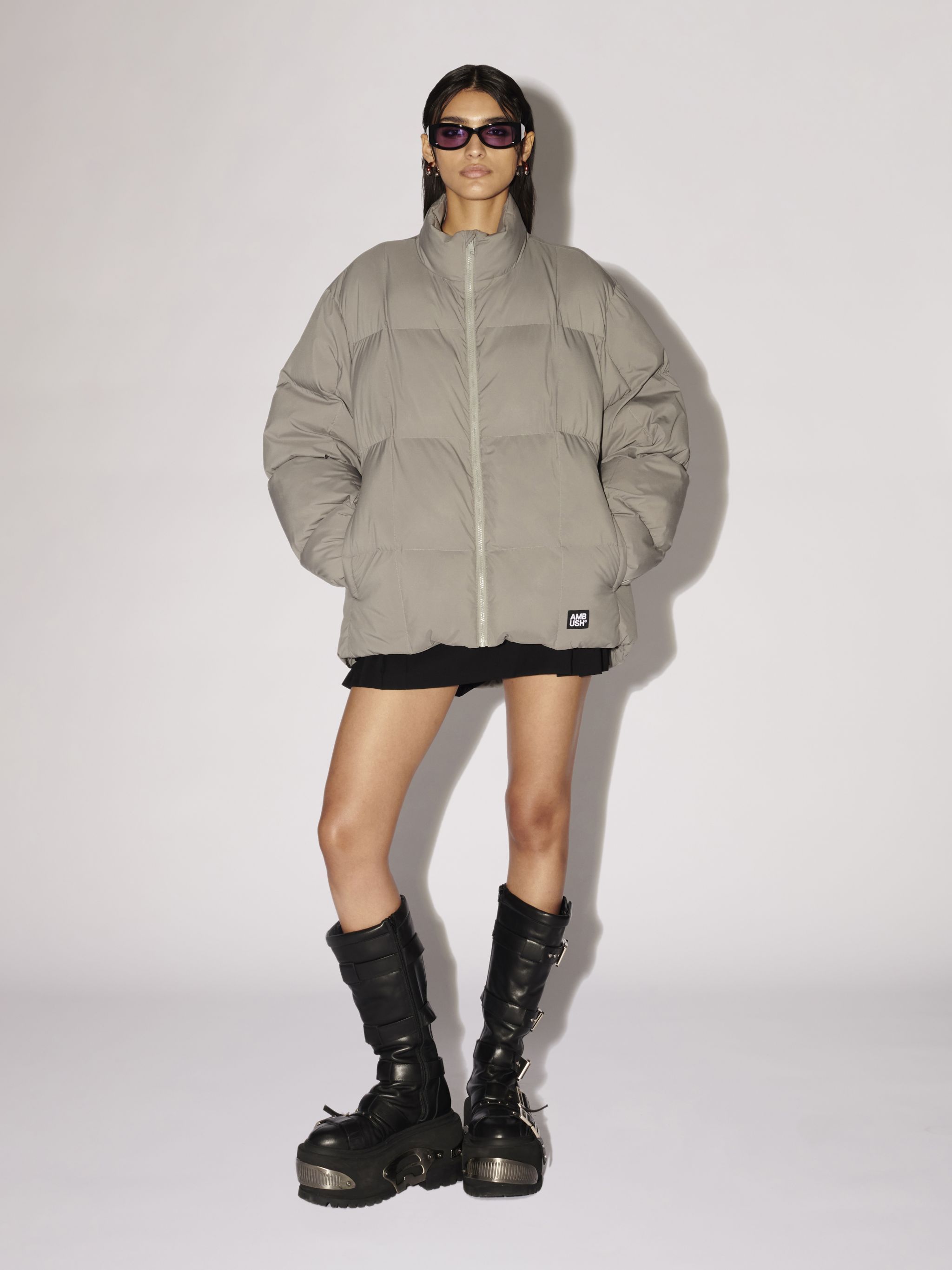 Ambush Logo-patch Padded Jacket In Nude