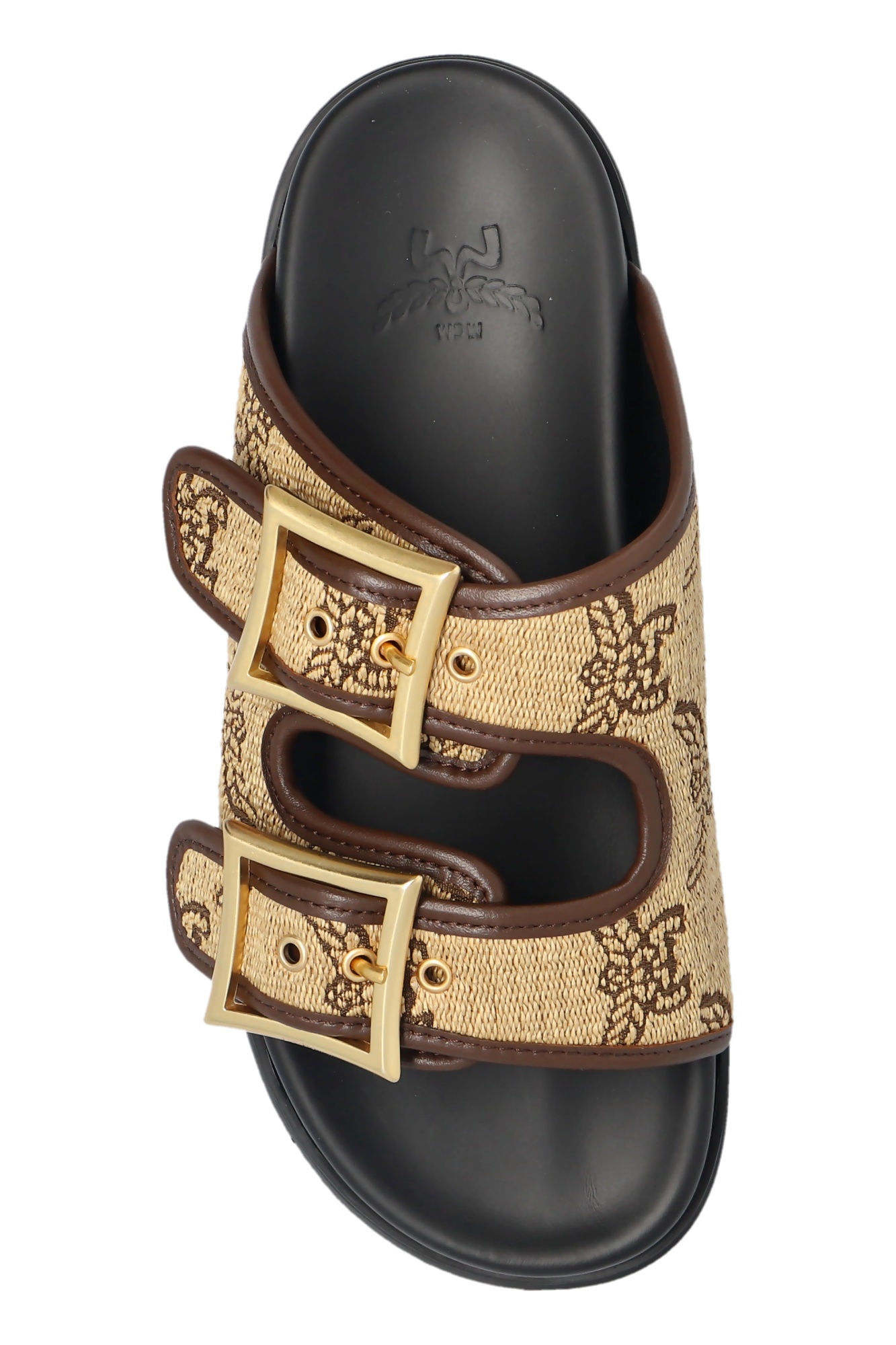 Mcm Sandals In Lauretos Raffia Jacquard In Black