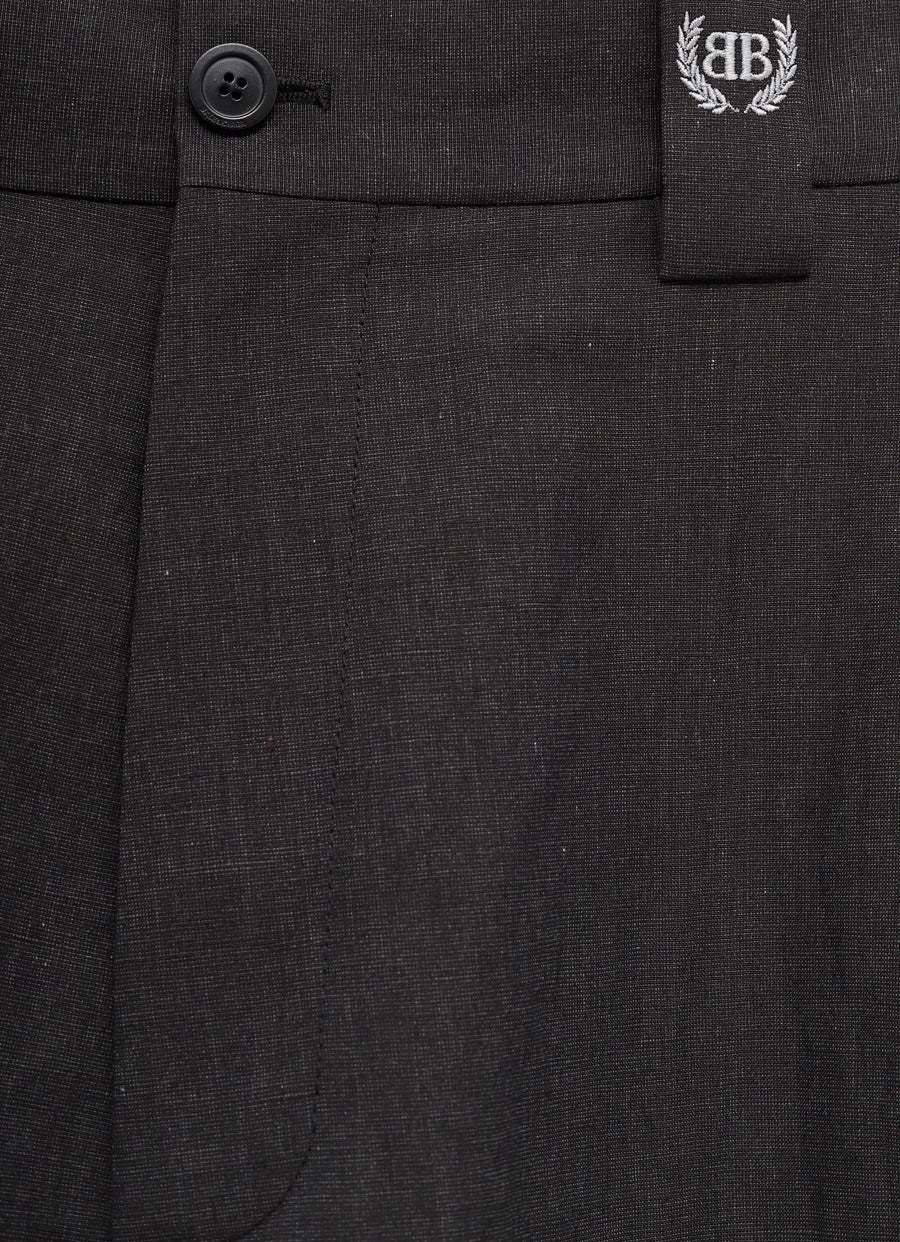 Balenciaga Linen Blend Wide Leg Pant With Belt Loops And Back Pocket In Black
