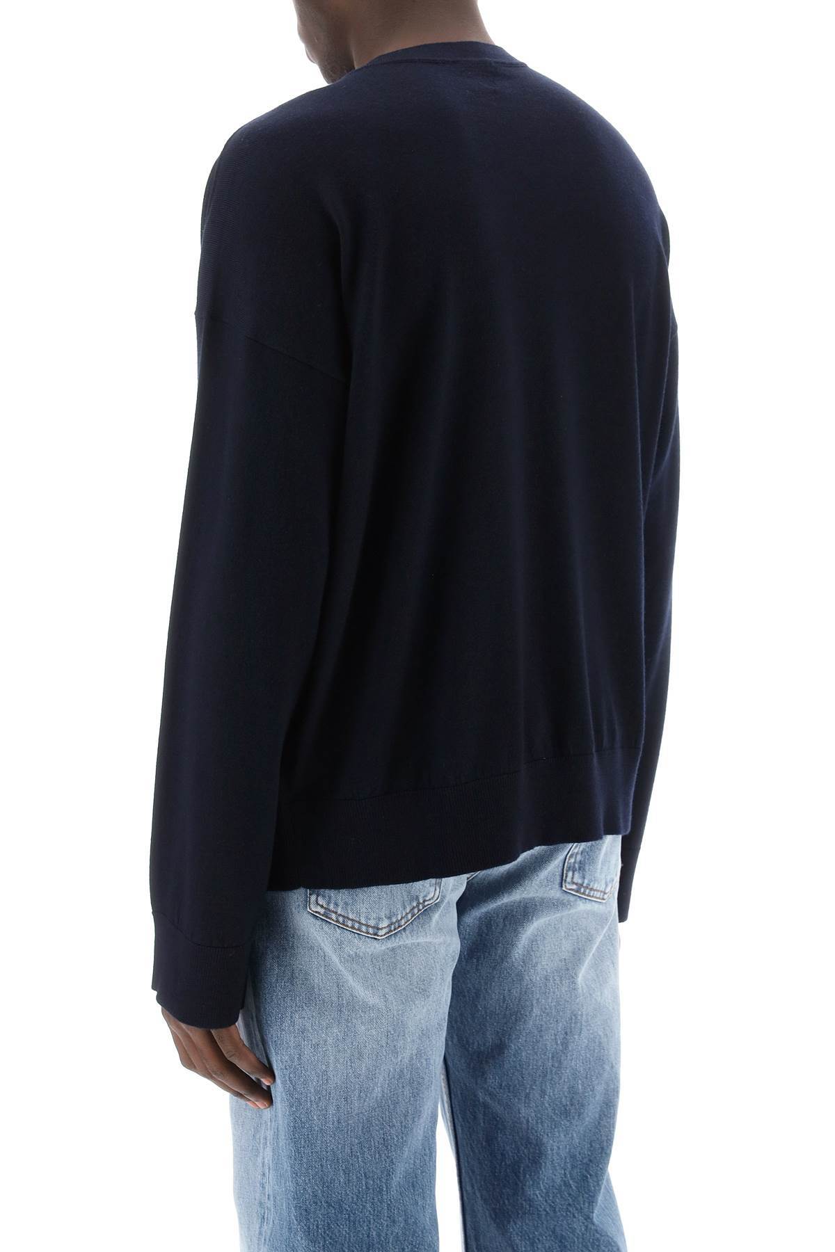 Bottega Veneta Crew-neck Wool Jumper In Blue