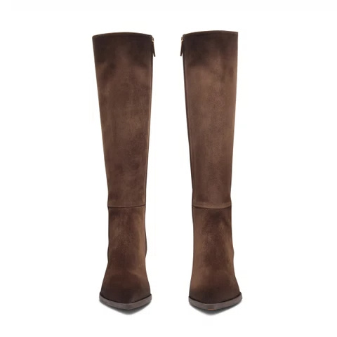 Santoni Pointed-toe Boots In Brown