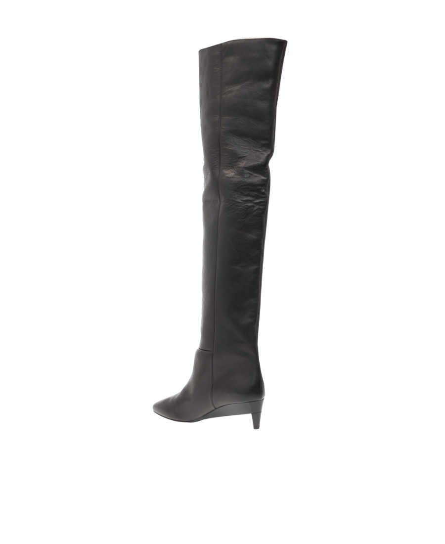 Isabel Marant Lisali 50mm Leather Thigh-high Boots In Black