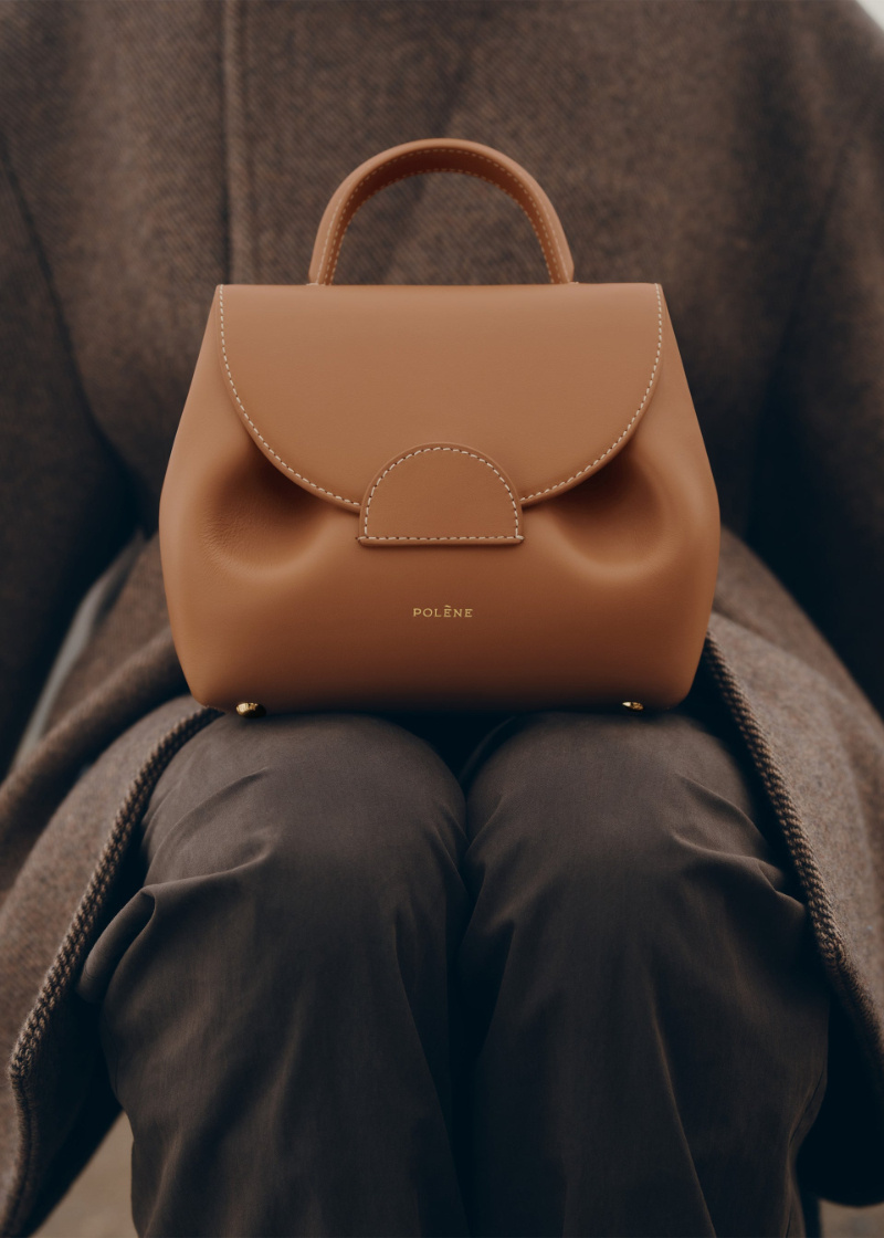 Polene Flap Shoulder Bag In Brown