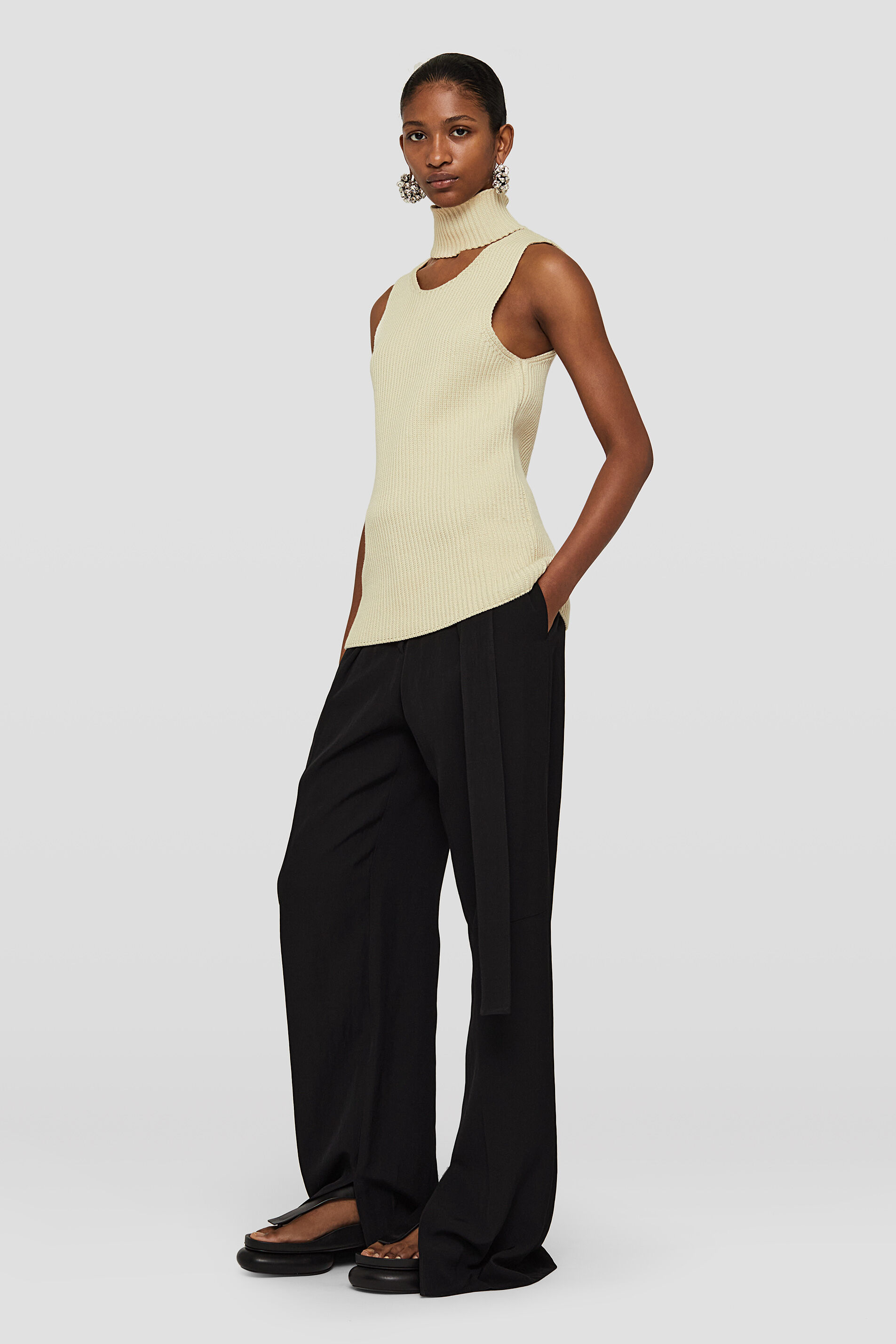 Jil Sander Cut-out Knitted Vest Top In Nude