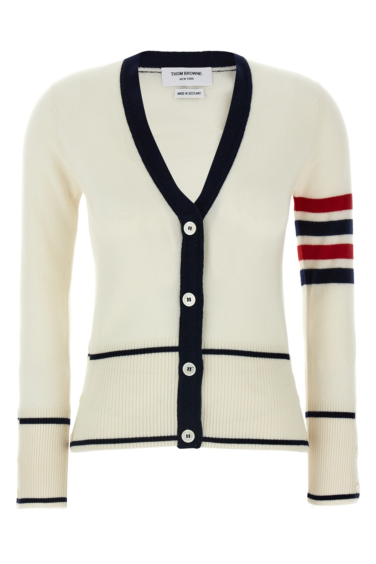 Thom Browne 4 Bar Sweater, Cardigans White In White