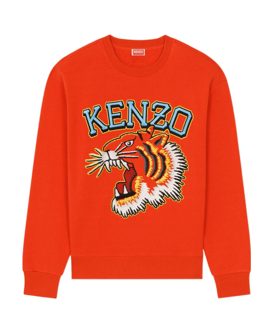 Kenzo Logo Embroidered Crewneck Sweatshirt In Red