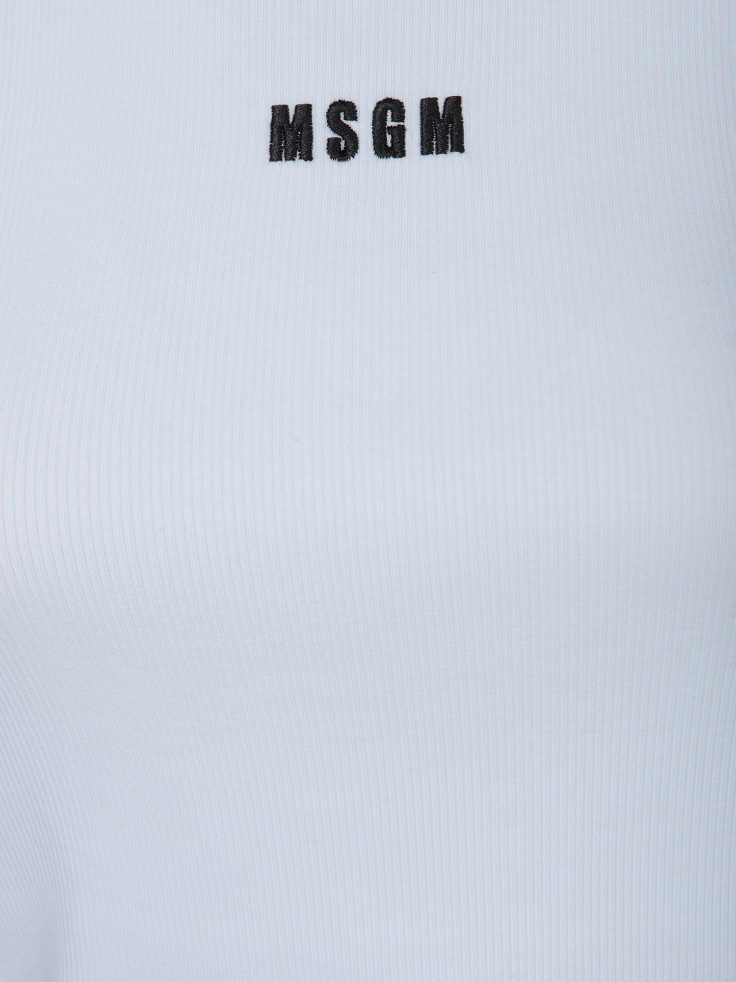 Msgm Logo Racerback Ribbed Slim Fit Tops In White