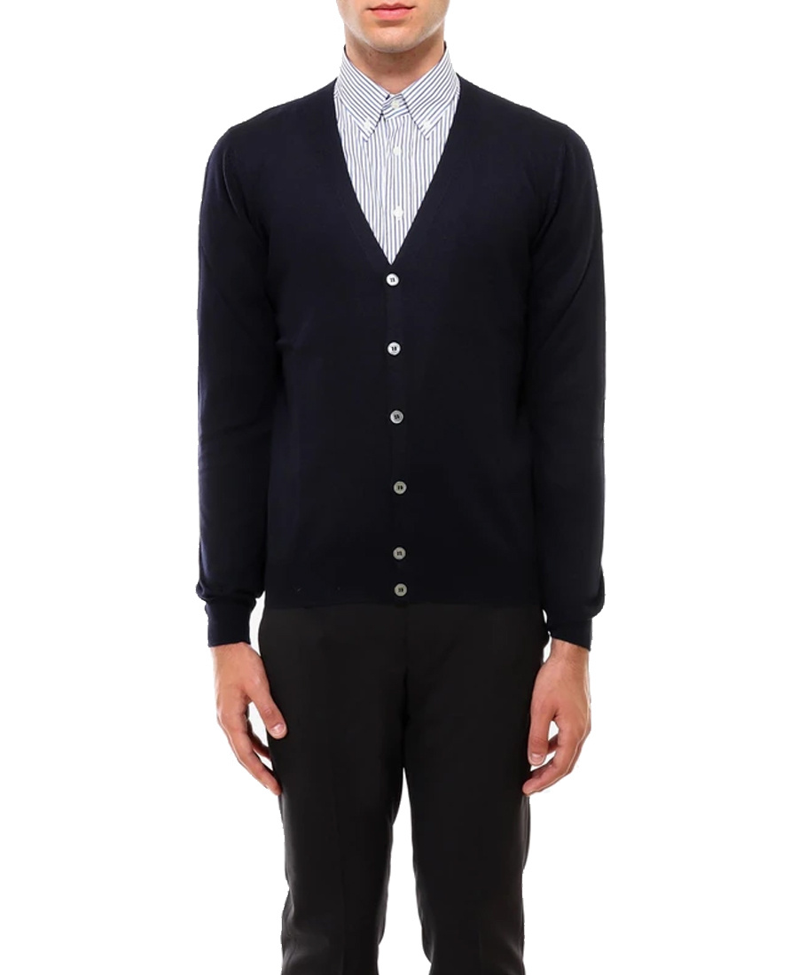 Gran Sasso Man Cardigan Black Size 50 Virgin Wool In Black