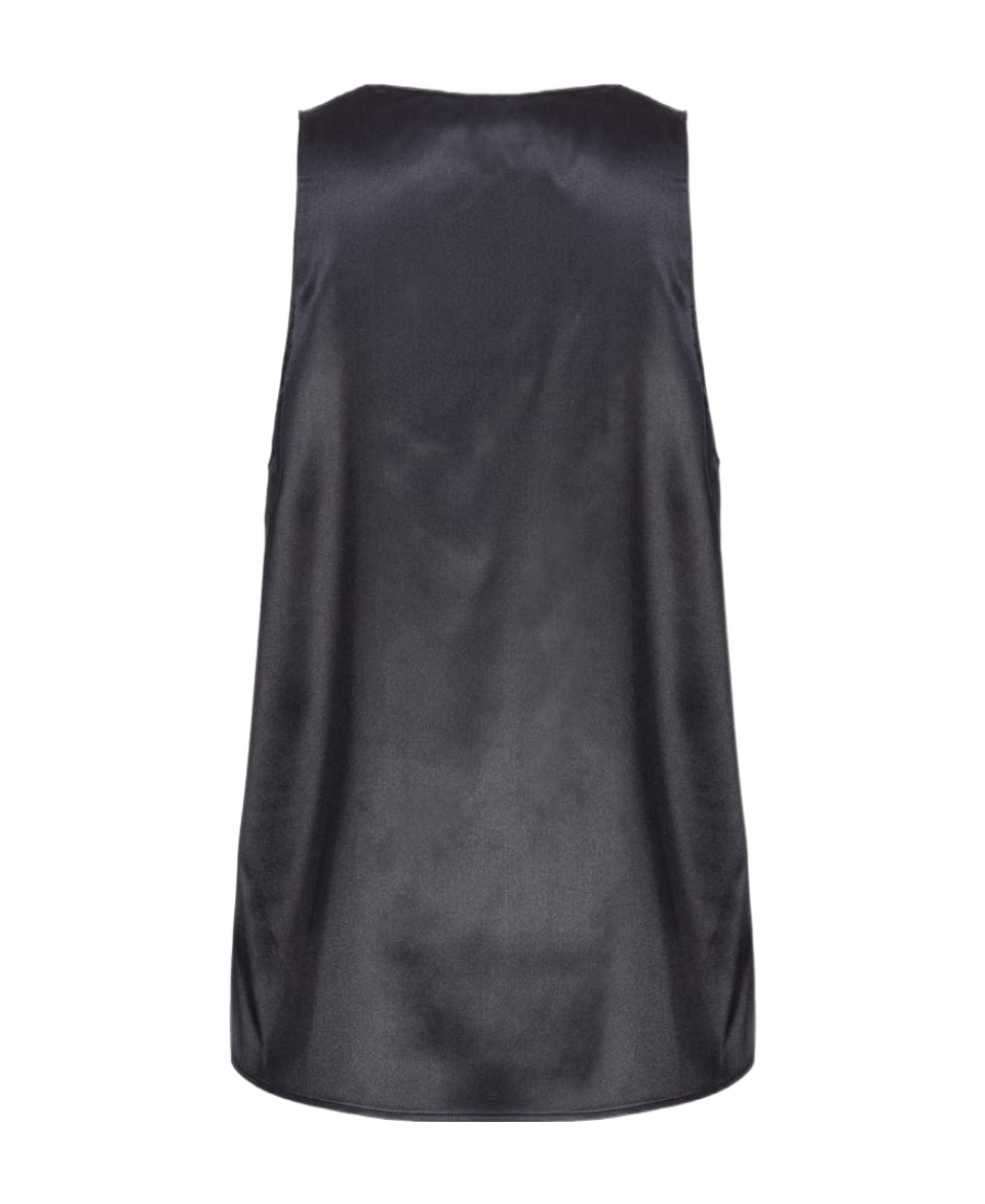 Pinko Sleeveless Stretch Satin Top In Black