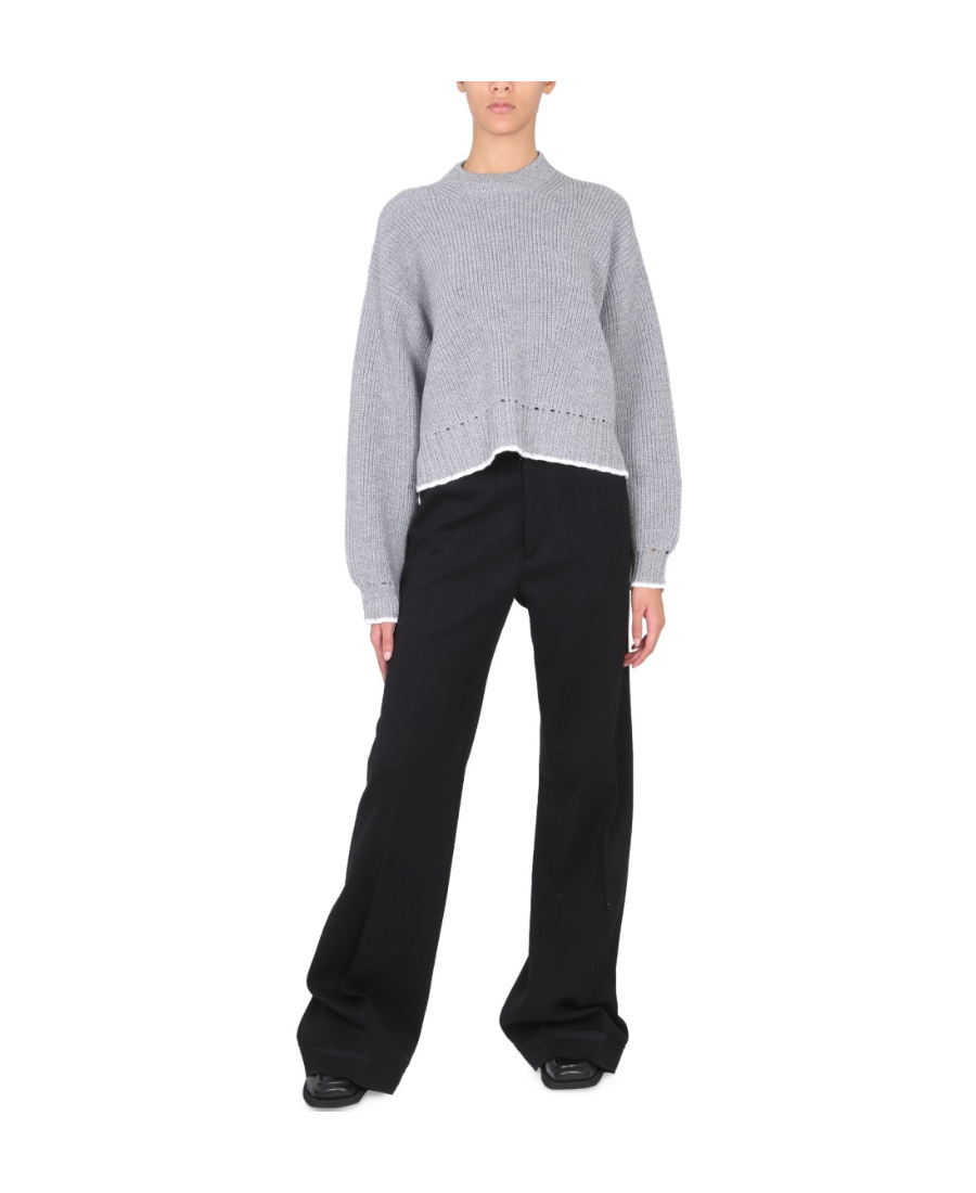 Shop Proenza Schouler White Label Cut-out Crewneck Sweater In Gray