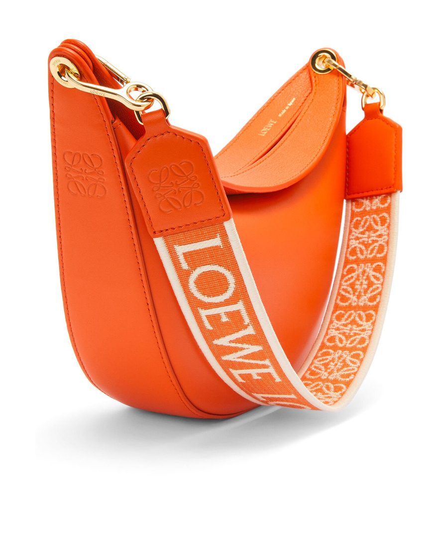 Loewe Small Luna Bag In Satin Calfskin And Jacquard In Orange