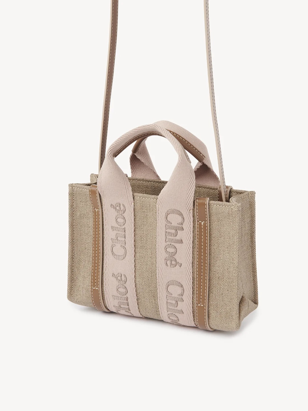 Chloé Logo Mini Shoulder Bag In Nude
