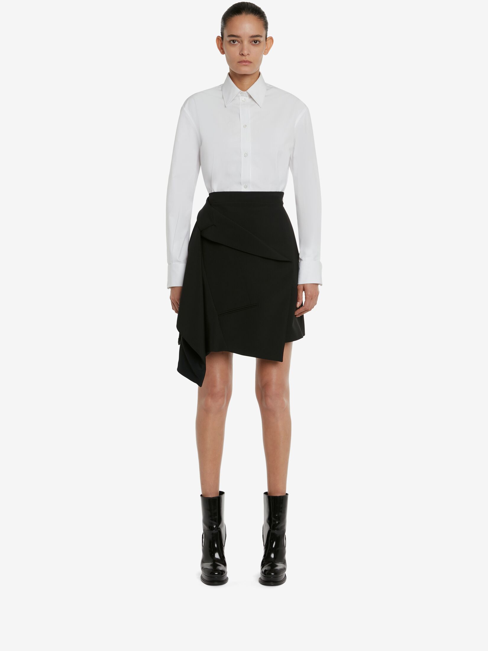 Alexander Mcqueen Asymmetric Wrap-skirt In Black
