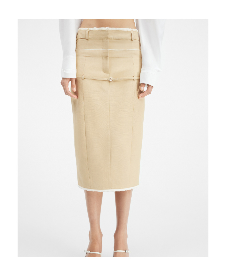 Jacquemus La Jupe Caraco Pencil Skirt In Nude
