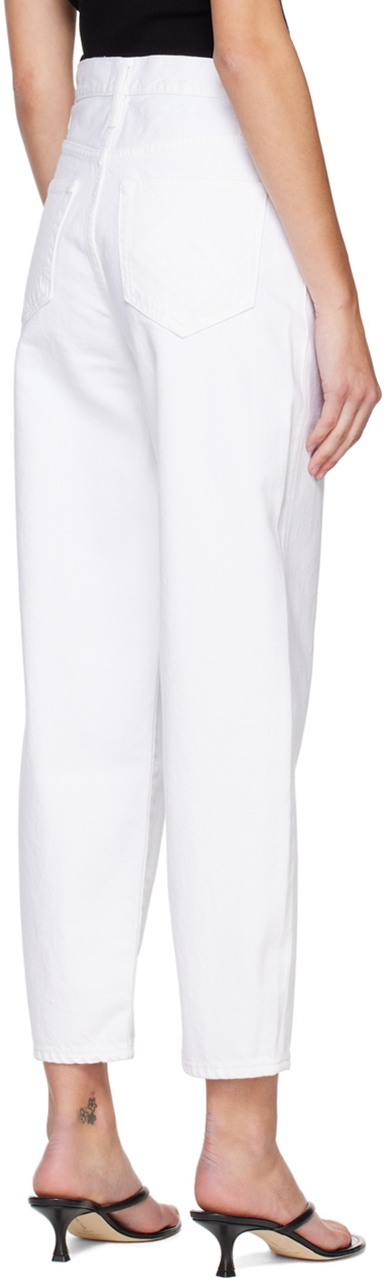 Frame Low Slung Barrel Pants In Natural Clean In White
