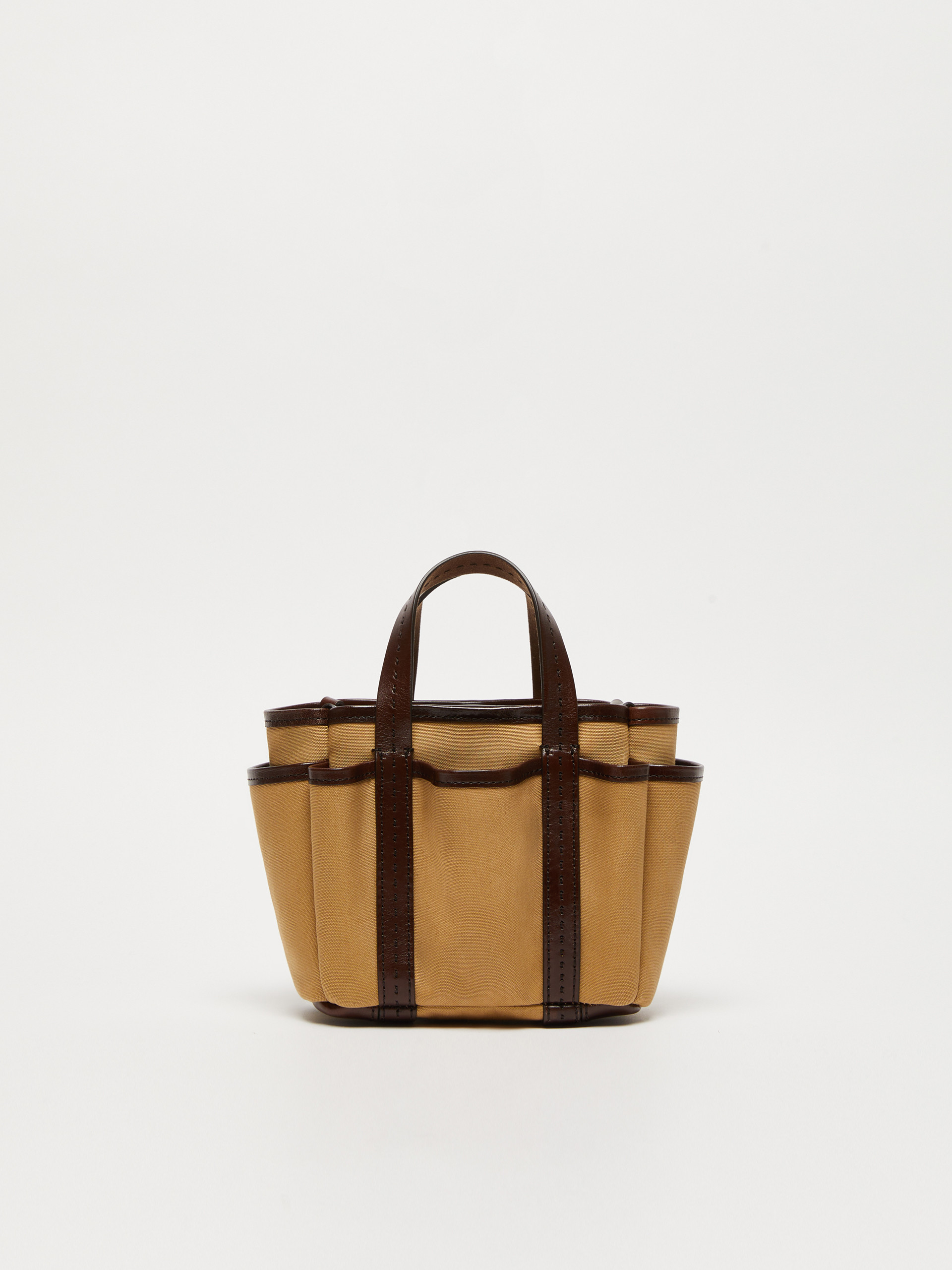 Max Mara Canvas And Leather Giardiniera Mini Tote Bag In Brown