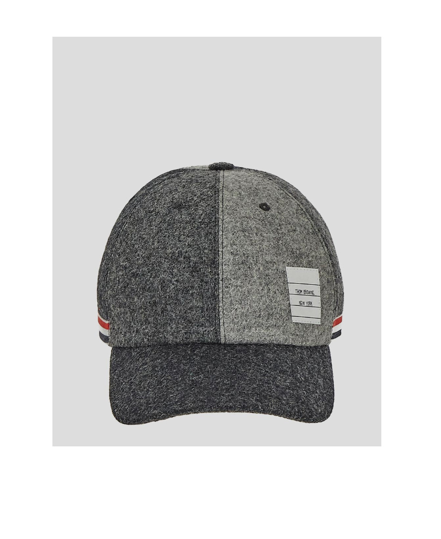 THOM BROWNE WOOL SPLICED BASEBALL CAP