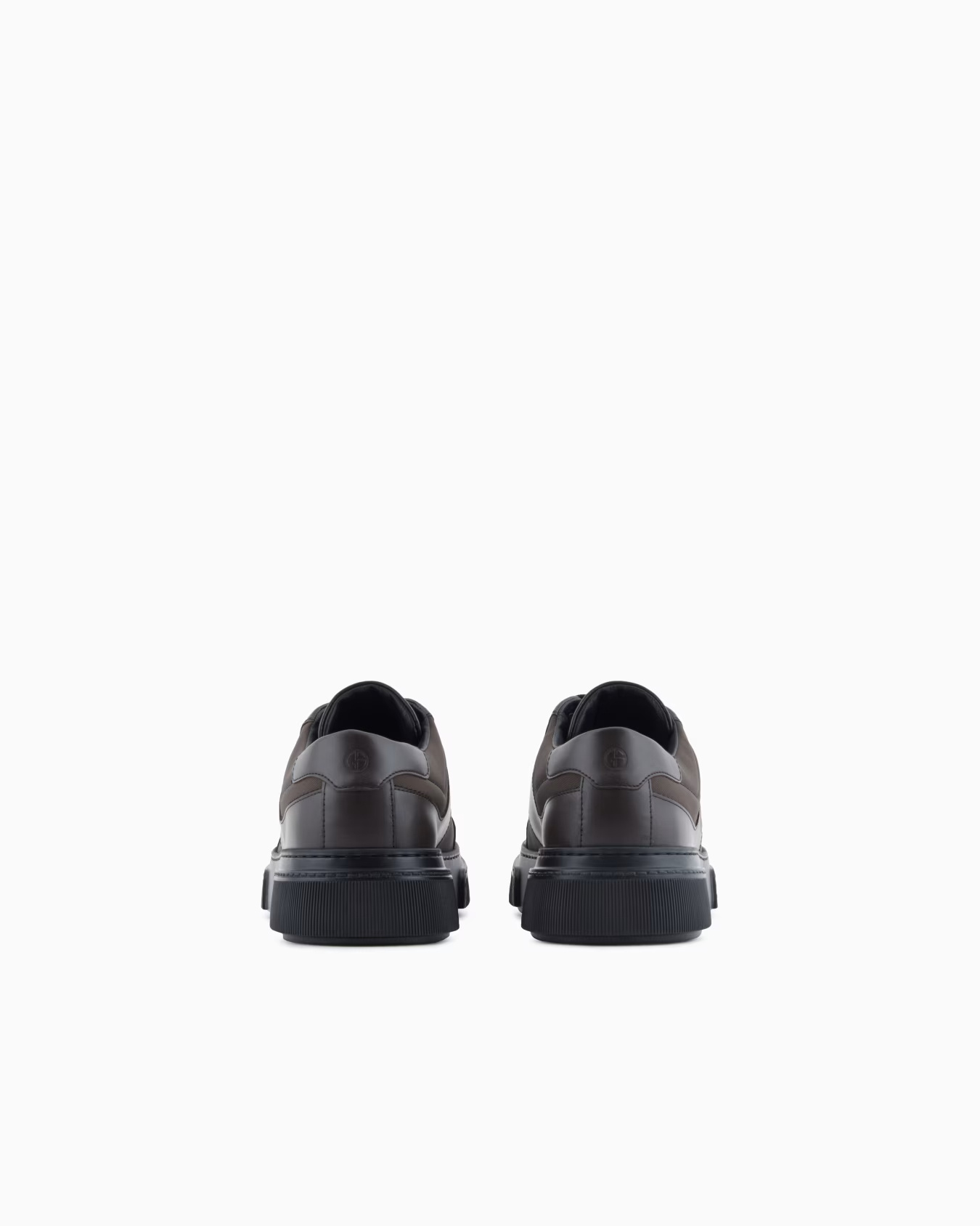 Giorgio Armani Leather And Fabric Sneakers In Brown