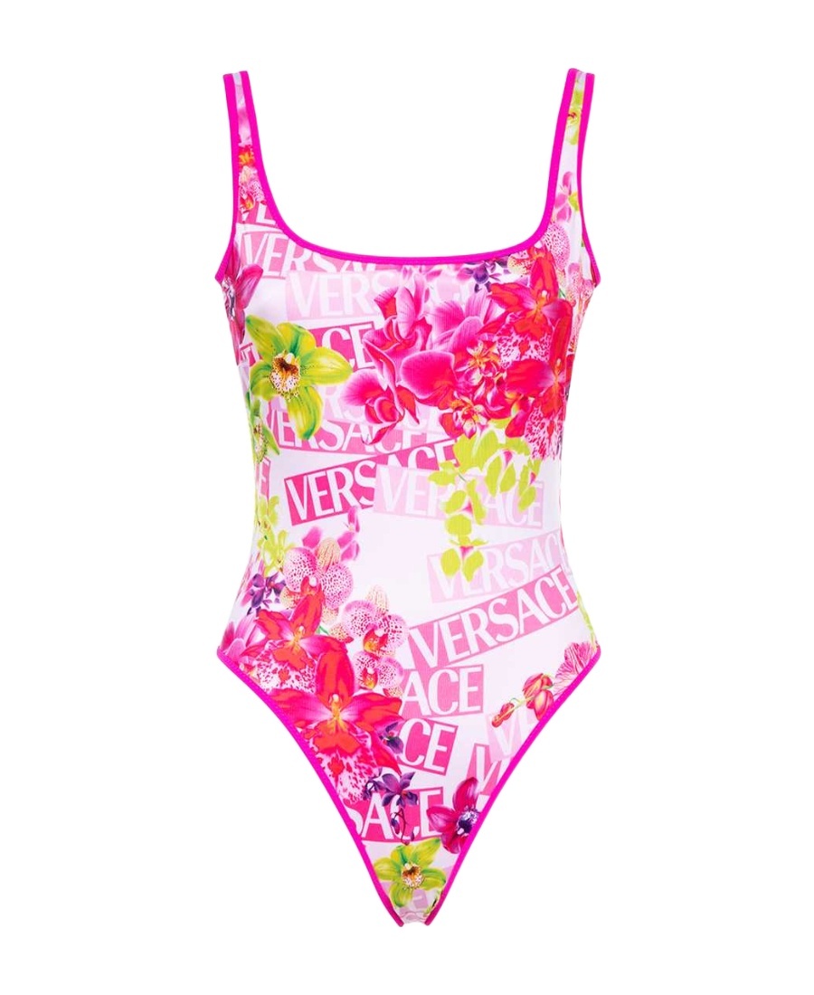 VERSACE ORCHID-PRINT REVERSIBLE SWIMSUIT 