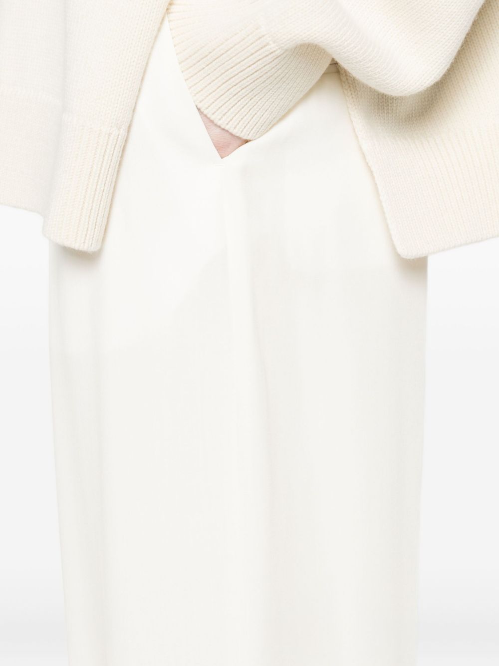 Totême Fluid Trousers With Pleats And Wide Leg In Neutral
