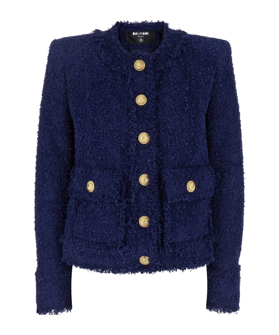 Shop Balmain Cropped Tweed Jacket In Black