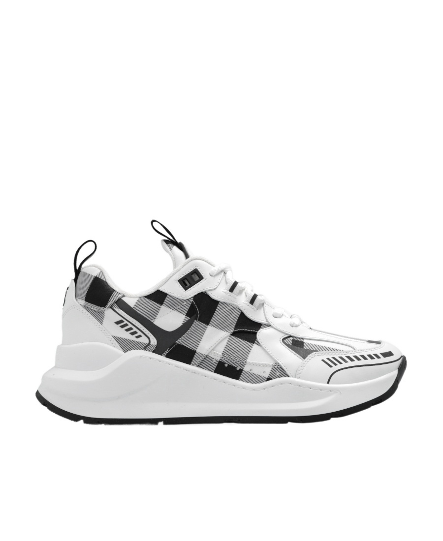 Burberry Check-pattern Leather Sneakers In White