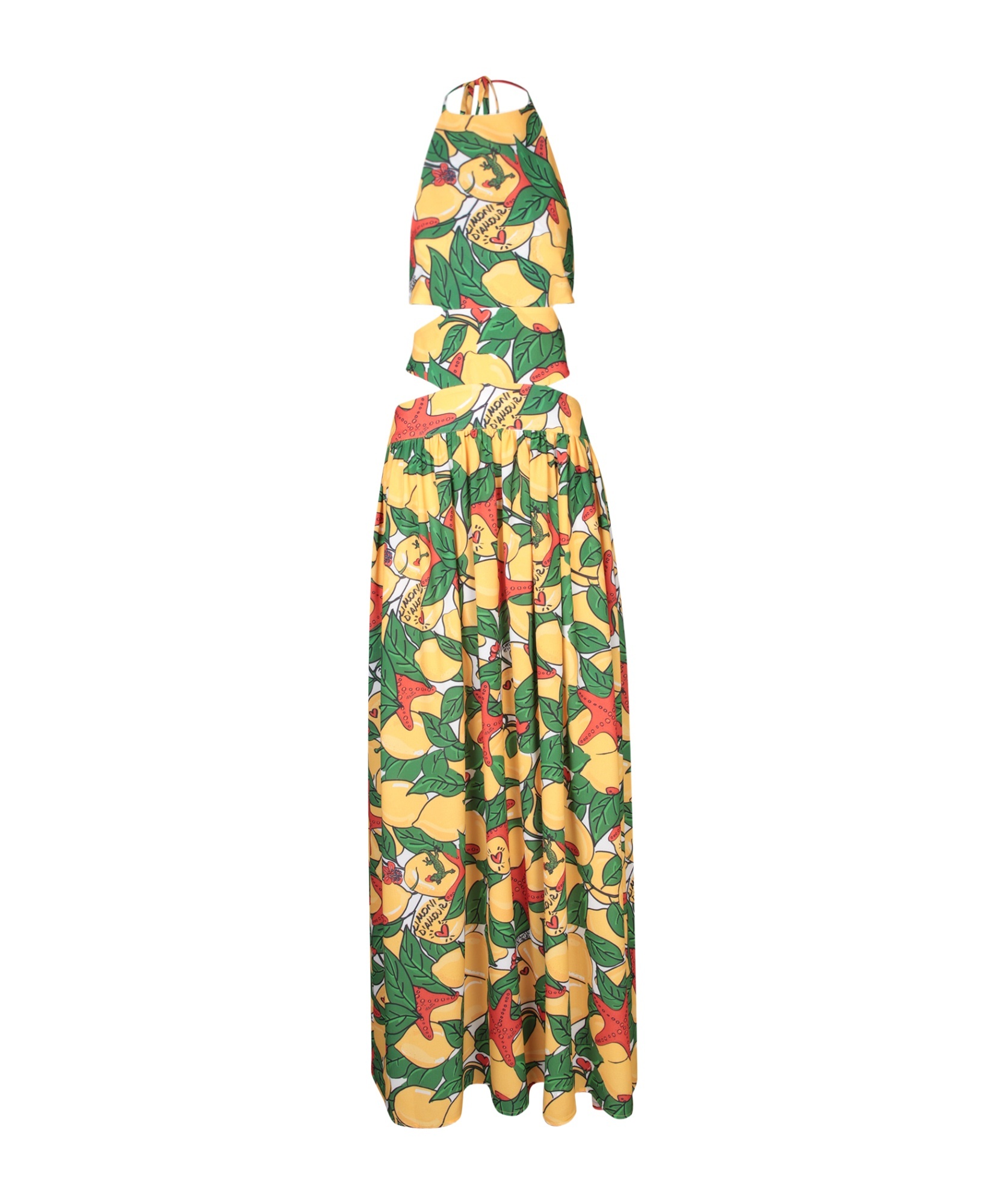 Alessandro Enriquez Lemon Yellow Crepe Dress With Cut-out In Multicolor