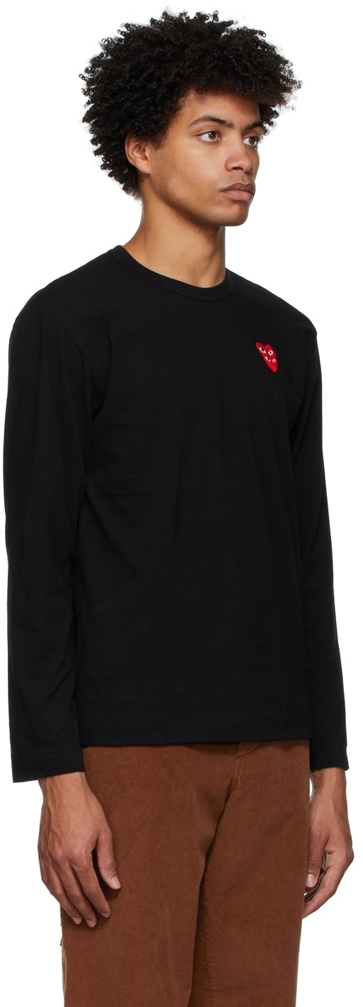 Comme Des Garçons Play Overlapping Heart Long Sleeve T-shirt In Black