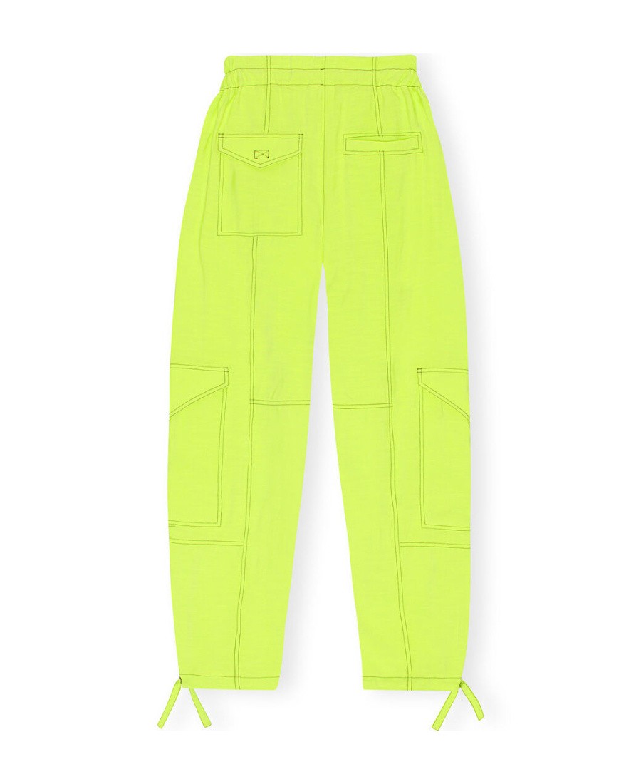 Ganni Light Slub Pocket Pants In Sulphur Spring In Green