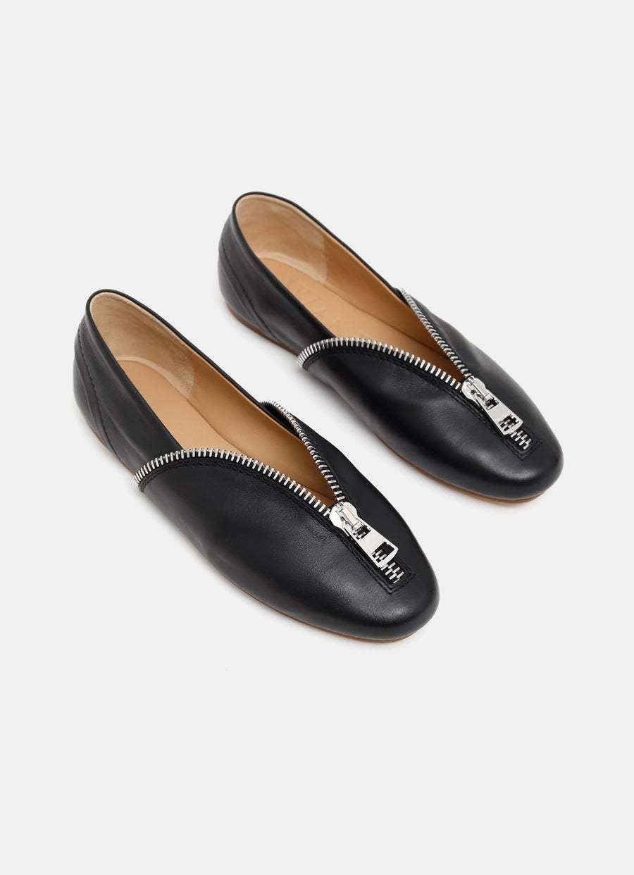 Jw Anderson Biker Ballerina Ballet Flats In Black Leather In Black